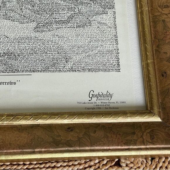 Rare Framed Man Of Sorrows Jesus Scripture Art Print Gold Framed Art 17” x 21.5” - Picture 4 of 14